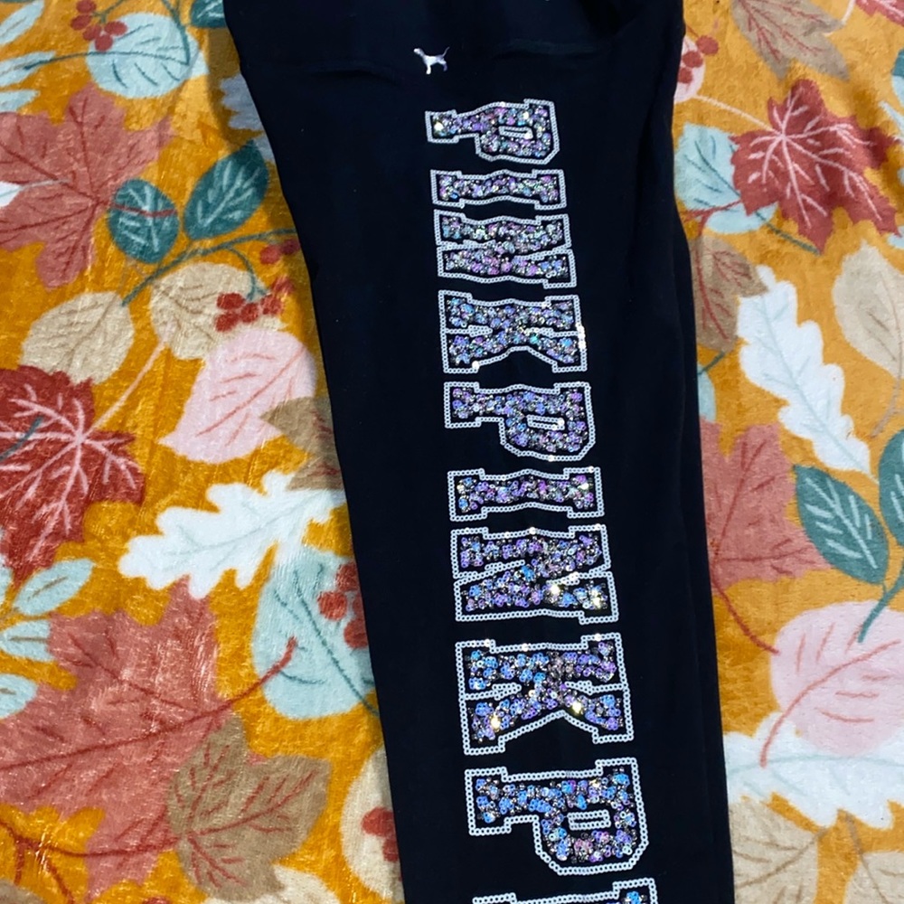 Pink bling leggings XS